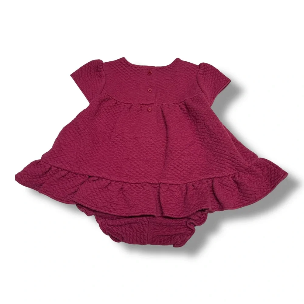 Janie and Jack‎ Kids Berry Pink Quilted Ruffle Dress and Bloomer Set 6-12 Months